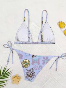 Multi-Color Butterfly Print 2pcs Bikini Set, For Summer Beach Vacation,Removable Swimwear Pads,Swimsuit,Summer Dresses For Women,Summer Clothes Women,Festival,Skirts,Ibiza Outfits,Swimwear Women,Bikini Set,Swimming Costume Women,Beach Wear Women,Holiday Co Ord,Beach Dress,Bikinis For Women Sets,Blue - Multicolor - View 2