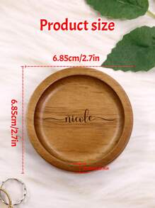 1/2Pcs Custom Round Wood Ring Dish, Personalized Engraved Text Engagement Ring Holder, Wedding Ring Dish, Wedding Gift, Newlywed Gifts, Anniversary Gifts, Gift For Mom, For Unique Gifts For Wedding, Valentine's Day, Suitable For Him/Her, Boyfriend, Girlfriend, Couple, Wife, Husband, Family, Bestie, Colleague