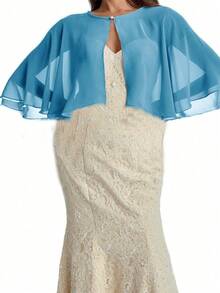 1pc Fashion Lightweight Summer Sheer Chiffon Bridal Elegant Bolero Jacket With Front Button - Chiffon Cardigan Shawl - View 14