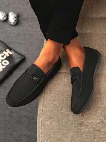Men's Loafers Casual Shoes Versatile New Penny Loafers Slip-On Boat Shoes Flat Canvas Shoes Men's Business Formal Shoes Casual Flats (Size Up One) - Black - View 2