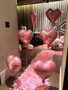 62 件粉色女士生日派对装饰品 | 生日快乐横幅 + 铝箔心形气球 | 加厚乳胶气球墙面装饰 | 仙女派对、成人礼物/闺蜜生日/求婚摄影背景