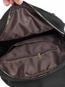 Nylon Material Large Capacity Multi-Pocket Drawstring Women Casual Backpack - Black - View 5