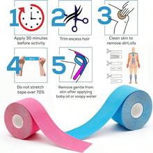 Cinta elástica de estiramiento de una sola pieza para protección de la rodilla con corte previo, para cinta de kinesiología de músculo de tobillo y rodilla (2.5 CM * 5 M) - Accesorios de gimnasio, vendas deportivas, cinta deportiva - Ver 2
