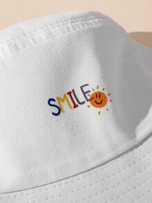 Casual Bucket Hat With Letters And Cartoons - trắng - Xem 2