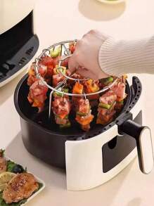 1 Set Kitchen Barbecue Rack, Small Grill Rack With 24 Skewers And 3 Grill Plates, Made Of Stainless Steel, Scratch-Resistant, Suitable For Air Fryer, Multi-Function Pot Stand, Tableware Rack, Outdoor Picnic Cookware Rack, Home Party Grill Stand, Applicable For Kitchen And Dining Room