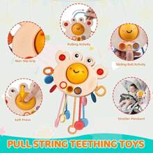 5-In-1 Baby Toys Gift Set - Montessori Toys For 6-36 Months Infants, Including Pull Cords Teether, Stacking Blocks, Shape Sorter, Storage Box, Bath Time Fun, Suitable For 1-2-3 Year Old Boys And Girls