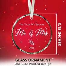 2024年情侣结婚礼物水晶饰品，新娘送礼会礼物，2024年新婚夫妇结婚纪念饰品 - 無色 - 查看 4