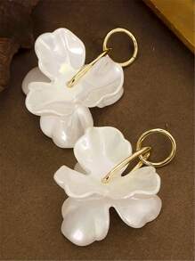 1 Pair Fashion Long Acrylic Floral Earrings, Jewelry Accessory For Women, Travel & Party