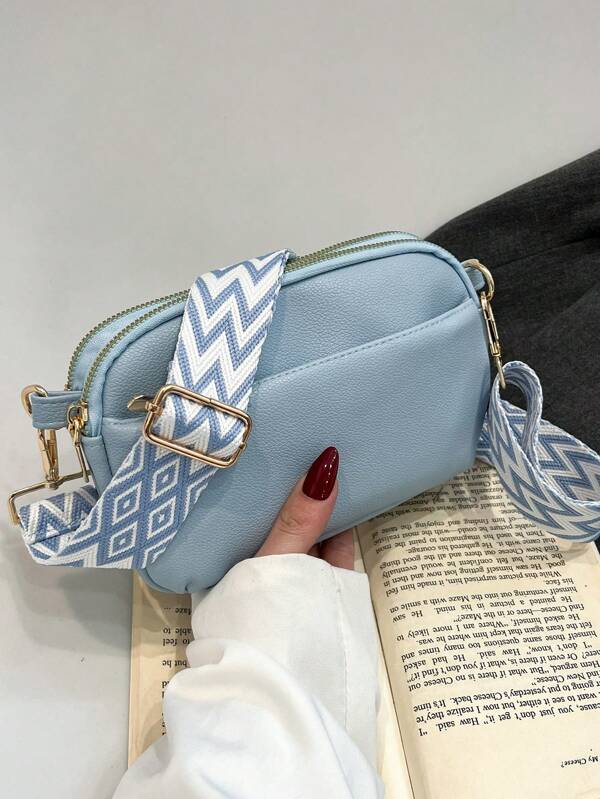 New Women Bag, Simple Solid Color Crossbody Bag With Adjustable Wide Strap, Fashionable PU Shoulder Bag, Ladies Casual Tote And Phone Wallet