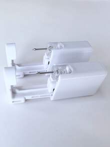 便携式、易于使用的一次性鼻穿孔工具，配有穿孔针 - 白色 - 查看 5