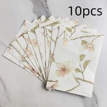 10pcs/20pcs Elegant Golden Foil Envelopes - Premium Textured Lay Flat Invitation Covers With Self-Seal Closure - Special Occasion Gift Envelopes (12.5cm X 17.5cm) School Supplies,Back To School
