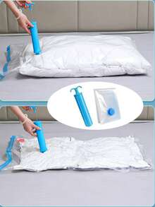 5pcs-Air Out Pump+Vacuum Storage Bags, Works With Any Vacuum Cleaner,To Store Clothes And Beddings,Could Save Your Space,Dust-Free,Keep Away From Moisture - Multicolor - View 2