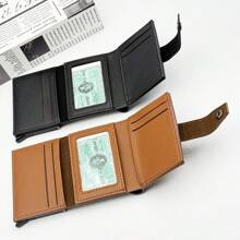 Husă pentru carduri RFID din aluminiu la modă pentru bărbați 1 bucată, portofel pentru carduri cu blocare magnetică cu sloturi multiple
