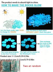 500pcs/200pcs/50pcs Colorful Glow In The Dark Pebbles, Aquarium Decor Landscaping Ornaments, Super Bright Luminous Stones, Suitable For Fish Tank And Turtle Habitat, Artificial Glowing Rocks, Applicable For Aquarium Garden Pathway, Glowing Gravel Yard And Walkway Decoration, DIY Luminous Stones (Random Color) - Multicolor - View 8