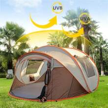 Wygodny namiot kempingowy, automatycznie otwierany namiot kopułowy, zewnętrzny namiot kopułowy z powłoką srebrną, chroniący przed słońcem, przenośny namiot plecakowy, łatwy w rozstawianiu – automatycznie składany, tkanina Oxford, w zestawie linki zabezpieczające przed wiatrem i śledzie do mocowania w podłożu, do użytku przez cały rok, idealny na kemping lub piknik - Wielokolorowe - Zobacz 8