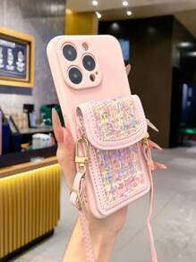 Bolso cruzado con diseño de rombos en diagonal, unicolor con borde recto, rosa, minimalista, funda protectora de teléfono gruesa y a prueba de golpes, adecuada para iPhone 15 XR/7/8, iPhone 15 Pro Max/12 Pro Max/13 Pro Max/14 Pro Max 13 14 11 12P 14 Women P11 Soft Shell P12 Anti-Caída XS.XR /78P.78GES2, adecuada para A134G A22 A21S A514G A52 S22 Ultra A335G, adecuada para Redmi 10 Redmi Note 114G Redmi 11 Lite A53 TPU A14/A23/S23 Ultra S24 A14 A15 S23 A73 Funda de teléfono Redmi