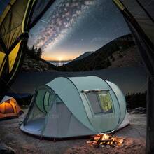 Wygodny namiot kempingowy, automatycznie otwierany namiot kopułowy, zewnętrzny namiot kopułowy z powłoką srebrną, chroniący przed słońcem, przenośny namiot plecakowy, łatwy w rozstawianiu – automatycznie składany, tkanina Oxford, w zestawie linki zabezpieczające przed wiatrem i śledzie do mocowania w podłożu, do użytku przez cały rok, idealny na kemping lub piknik - Wielokolorowe - Zobacz 9