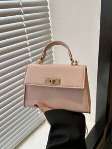 Women's Fashion Mini Printed Rivet Lock Handbag - Pink - View 7
