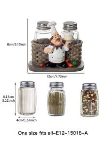 1pc Resin Chef Figurine With Salt & Pepper Shaker Holder, Creative Restaurant Kitchen Table Decoration