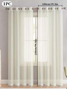 1pc Plain Color Sheer Tulle Curtain, Lightweight And Flowy, Semi-Blackout, Transparent But Not See-Through, Suitable For Balcony, Bedroom, Living Room Decoration