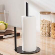 Black Kitchen Paper Towel Holder, High Quality Stainless Steel Paper Towel Rack With Weighted Base For Kitchen Roll Storage (1/2pcs)