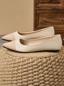 WHDXY Women's Flat Solid Color Pointed Toe Loafers, Comfortable Casual Office Work Shoes, Season-Round - Apricot - View 5