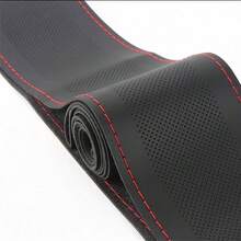 Funda para volante hecha a mano de 15 pulgadas/38 cm, protector de volante de cuero transpirable y antideslizante para DIY, funda para volante de coche, incluye aguja e hilo, accesorio decorativo de modificación, se ajusta a la mayoría de los vehículos - Unitalla - Ver 12
