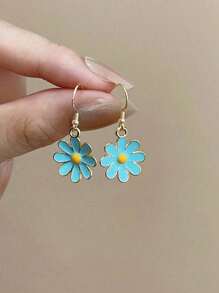 1 Pair Cute And Fresh Daisy Pendant Earrings For Women Daily And Vacation Decoration