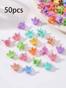 50pcs Children Hair Clips - Colorful Starry Hair Clips - Crown Small Hair Clips - Girls Gorgeous Accessories - Baby Daily Decor - Holiday Party Hair Ornaments - Multicolor - View 1
