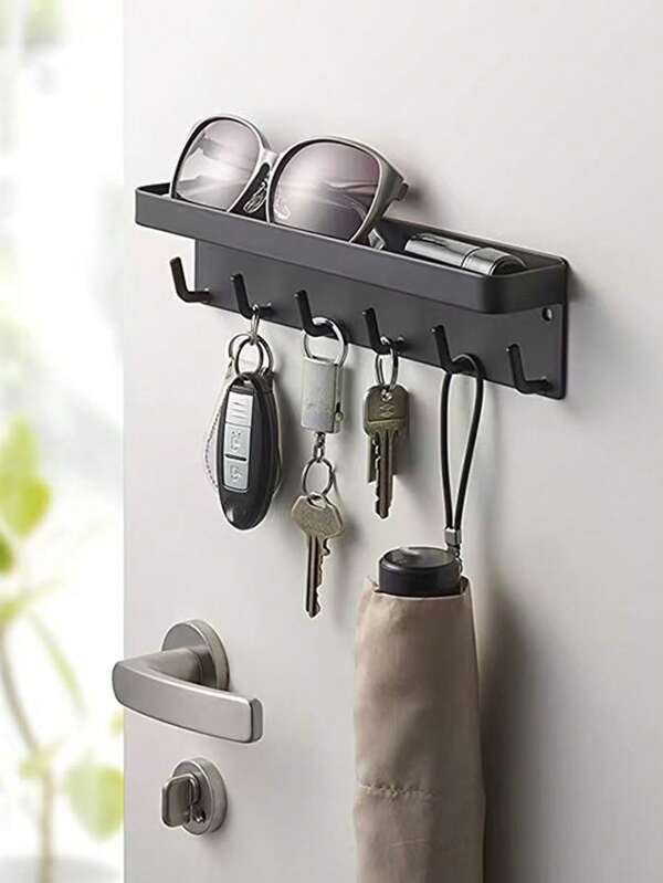 Wall-Mounted Key Storage Rack, Hook For Entrance Hall, Bedroom, Bathroom, Kitchen, No-Drill Door-Mounted Hanging Rack With Multiple Hooks