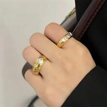 VKHK 1pc 18K Gold Plated Stainless Steel Cubic Zirconia Decorative Single Ring Suitable For Women, Daily Wear And Weddings, Gift