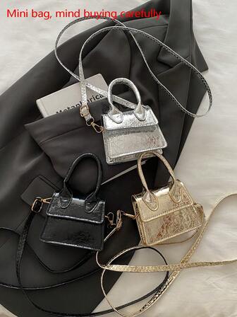 1 件石头图案手提包迷你时尚零钱包包，外出购物斜挎小方包多功能舒适面料可调节肩带，轻盈宽敞的内部空间，适合日常使用