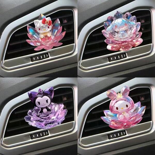 Sanrio Sanrio Crystal Car Exhaust Port Aromatherapy Decoration Cartoon Cute Car Supplies With Car Perfume Air Outlet Decoration Clip, Interior Decoration, Perfect Holiday Party Gift, Exquisite Accessories