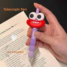 Colorful Cute And Fun Pen With Big Eyes And Big Mouth, Retractable Medium Nib, Black Ink, Plastic And Rubber Grip, Suitable For Both Hands, Suitable For Daily Writing And Office Work, School Supplies, Stationery, Student Prizes, Cute Gifts For Festivals And Parties Back To School