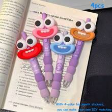 Colorful Cute And Fun Pen With Big Eyes And Big Mouth, Retractable Medium Nib, Black Ink, Plastic And Rubber Grip, Suitable For Both Hands, Suitable For Daily Writing And Office Work, School Supplies, Stationery, Student Prizes, Cute Gifts For Festivals And Parties Back To School