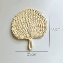 1pc Handmade Peach-Shaped Woven Palm Leaf Hand Fan, Handcrafted Woven Fan For Cooling, Children, Elderly, Mosquito Repelling, Decoration Or Ornament, Summer Summer Cooling,Beach,Travel