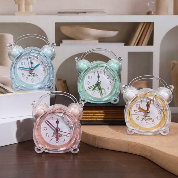 1pc Minimalist Fashion Crystal Alarm Clock, Transparent Bedside Night Light Timer, Asymmetric Design, Buzzer Alarm Clock, Plastic Frame, Digital Display, Electrical Mechanism, Requires 1 AA Battery (Not Included), Suitable For Bedroom, Living Room, Study - Perfect For Back To School, Birthday, Graduation Gifts