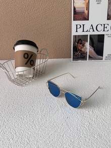 1pc Ultralight Children's Glasses, Comfortable For Boys & Girls, Fashionable Eyewear For Photo Shoot, Party, Cycling, Travel, Sports, Polygon Frames, Metal Dual Bridge Glasses - Children's - View 3