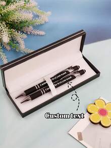 LICVIC 1/2Pcs Personalized Metal Ballpoint Pens, Gift Box, Customized Engraving Text Pens, Black, Suitable As Business Gifts, Advertising Gifts, Holiday Gifts, Company Gifts, School Gifts, Valentine'S Day Gifts, Capacitive Stylus Ballnoint Pen, Fit For All Canacitive Touch Screen Devices