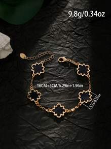 1 Stück minimalistisches schwarzes dekoratives Armband in Blumenform, modisch und vielseitig für den täglichen Gebrauch