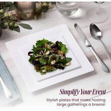 White Square Disposable Plates - Heavy Duty Plastic Party Plates For Christmas, Thanksgiving - SQUARE - View 7