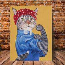 1 件奇幻动物帆布墙画，创意猫咪罗西海报，无框俏皮猫咪装饰，适用于家庭、卧室、厨房、客厅、浴室、酒店、咖啡厅 - 彩色 - 查看 14