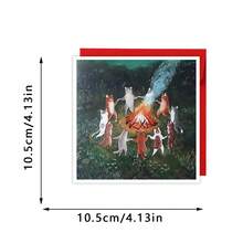 1 张异教徒猫围着火跳舞贺卡，适合任何场合的古怪贺卡 - 彩色 - 查看 4