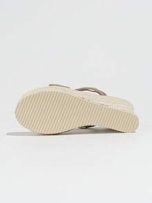Women's Wedge Platform Sandals, Woven Rope Braided Casual Slides, Simple Strap Open Toe High Heel Mules,Spring Summer Outfits - Khaki - View 9