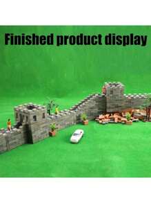 50/100/200pcs Miniature Landscape Kit | Realistic Red Brick Wall & Stone Accents | Plastic | Ideal For DIY Crafts, Fairy Gardens, And Dollhouses | Perfect For Building Your Mini Dream House