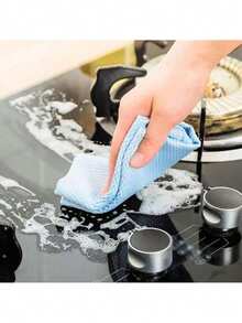 1/5/10pcs Ultra Fine Fiber Glass Cleaning Cloths, Lint-Free, Suitable For Cleaning Car Windows, Kitchen Mirrors, Leaves No Traces, Reusable Fish Scale Polishing Rags, Convenient For Home, Outdoor Picnics And Travel, Random Colors - View 5
