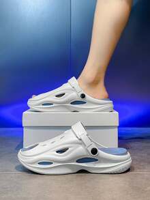 Men's Versatile Soft Slippers, Comfortable Indoor/Outdoor Sandals, Anti-Slip Textured Design, Fashionable Footwear - White - View 8