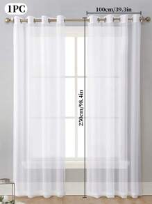 1pc Plain Color Sheer Tulle Curtain, Lightweight And Flowy, Semi-Blackout, Transparent But Not See-Through, Suitable For Balcony, Bedroom, Living Room Decoration