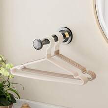 1 peça de suporte organizador de cabides para lavanderia, empilhador organizador de cabides, suporte para cabides que economiza espaço para máquinas Washington, organização e armazenamento de lavanderia, suporte para cabides com ventosa, haste retrátil sem perfuração, ferramenta de organização de cabideiro de parede para varanda doméstica - Multicolorido - Ver 5