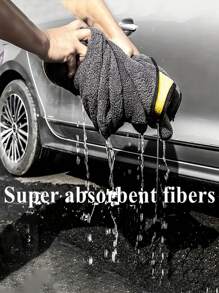 1 pieza Toalla de microfibra superabsorbente para limpieza de autos - Toalla mullida y gruesa de tamaño extra grande para pulido y cuidado del auto y limpieza del hogar, sin necesidad de electricidad, ideal para uso en exteriores, baño, cocina y patio